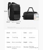 OZUKO 9641 45L Fashion Designer Weekender Duffel Bag – Versatile Business Travel and Outdoor Sport Bag - Image 10