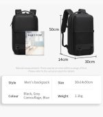 OZUKO 9851 Business Laptop Backpack – USB Port, Water-Resistant - Image 7