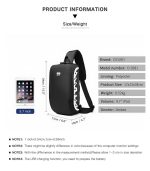 OZUKO 9281 Reflective Anti-Theft Sling Bag – Stylish Crossbody for Men with USB Charging - Image 6