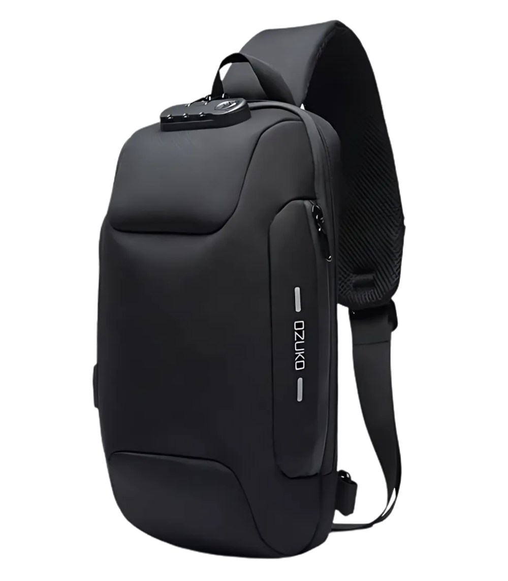 Ozuko-OZK9223-Anti-Theft-Sling-Bag-7 OZUKO 9223 Anti-Theft Sling Bag – Compact, Reflective & USB-Enabled for Everyday Carry - Image 1