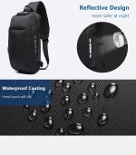 OZUKO 9223L Anti-Theft Sling Bag – Reflective, USB Charging, and Travel-Ready - Image 3