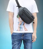OZUKO 9237 Water-Resistant Waist Bag for Men - Lightweight Fanny Pack with Adjustable Chest Buckle, Anti-Theft Back Zipper Pocket - Image 7