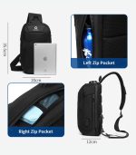 OZUKO 9270 Water-Resistant Sling Bag - Anti-Theft  with Built in Lock, USB Charging Port - Image 2