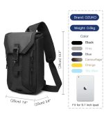 OZUKO 9334 Water-Resistant Sling Bag - Crossbody Daypack with USB Charging Port - Image 3
