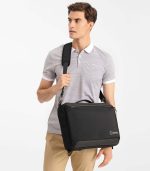 OZUKO 9490 Water-Resistant City Briefcase Messenger Backpack With Side Fully Open 90 Degree and Chest Buckle - Image 8