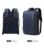 OZUKO 9490 Water-Resistant City Briefcase Messenger Backpack With Side Fully Open 90 Degree and Chest Buckle - Image 13