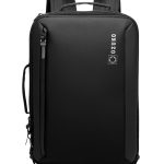 OZUKO 9490 Water-Resistant City Briefcase Messenger Backpack With Side Fully Open 90 Degree and Chest Buckle