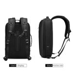OZUKO 9490 Water-Resistant City Briefcase Messenger Backpack With Side Fully Open 90 Degree and Chest Buckle - Image 2
