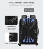 OZUKO 9490 Water-Resistant City Briefcase Messenger Backpack With Side Fully Open 90 Degree and Chest Buckle - Image 7