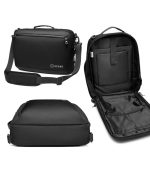 OZUKO 9490 Water-Resistant City Briefcase Messenger Backpack With Side Fully Open 90 Degree and Chest Buckle - Image 3