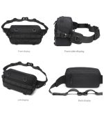 OZUKO 9676 Outdoor Tactical Waist Bag for Men – Durable Waterproof Oxford Crossbody Chest Pack with Tripod Holder - Image 3
