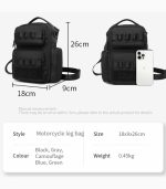 OZUKO 9817 Water-Resistant Thigh Bag for Men - Motorcycle Leg Pack, Tactical Style, Tear Resistant Nylon - Image 5