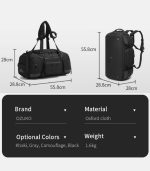 OZUKO 9834 Waterproof Tactical Sneaker Travel Backpack for Men, 46L Large Capacity Duffel Weekender Bag with Ventilated Shoe Compartment - Image 11