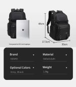 OZUKO 9891 Durable Waterproof Anti-Theft Tactical Backpack, 25L Large Capacity Multi-functional Tactical Backpack for Work and Travel - Image 8