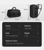 Ozuko 9904 Tactical Multi-Pocket Duffel 2-in-1 Travel Gym Bag 52L, Large Capacity Waterproof Weekender Backpack for Men - Image 10